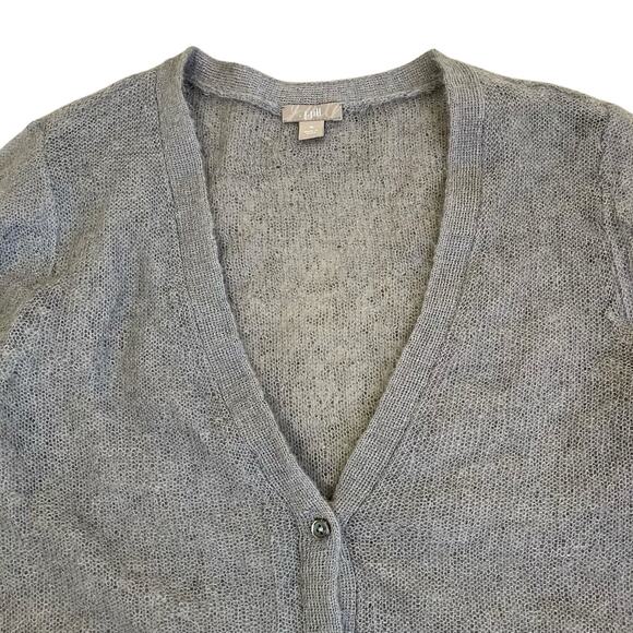 J. Jill Sz M Gossamer Loose Knit Mohair Wool Cardigan Grey Minimalist Delicate - Picture 9 of 16